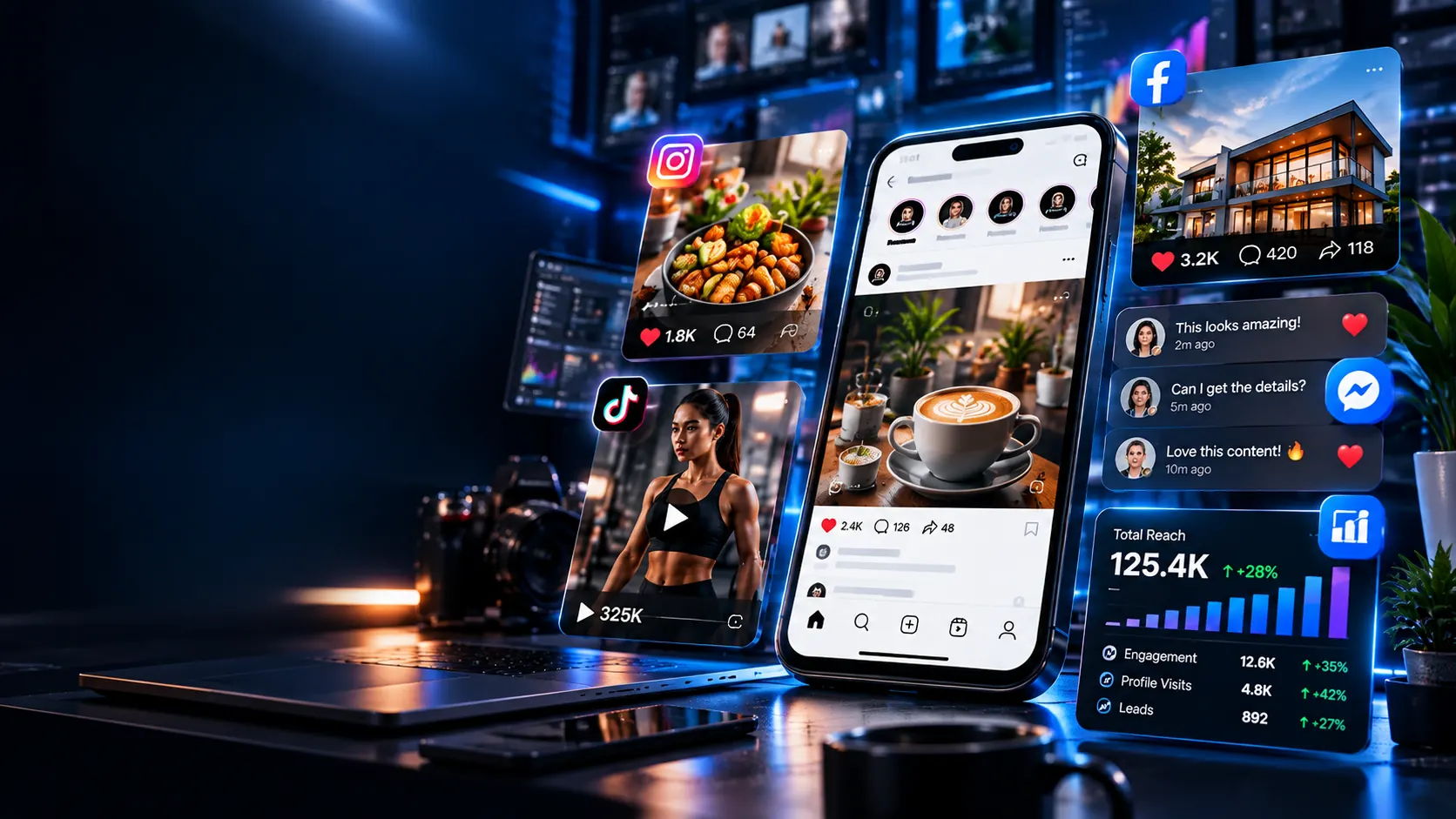 Social media content and management workspace